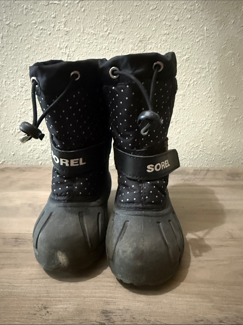 Sorel Black and White Polka Dot Kids Winter Boots